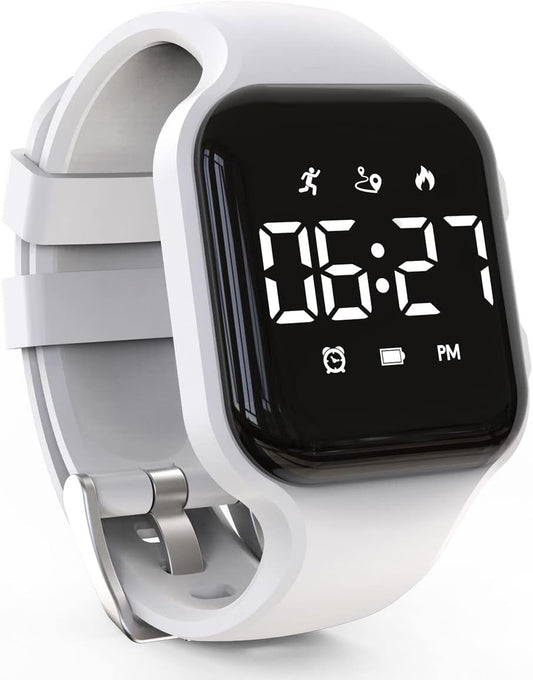 Multifunctional LED Digital Pedometer Watch for Kids with Stopwatch, Alarm, and Calorie Tracker