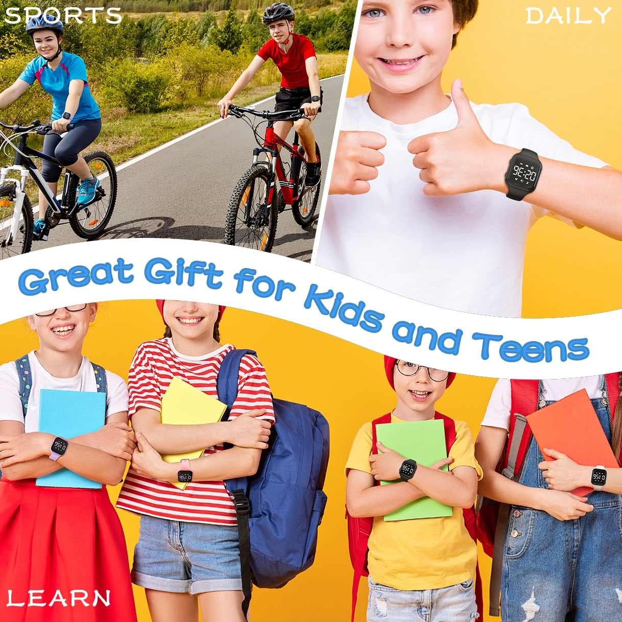 Multifunctional LED Digital Pedometer Watch for Kids with Stopwatch, Alarm, and Calorie Tracker