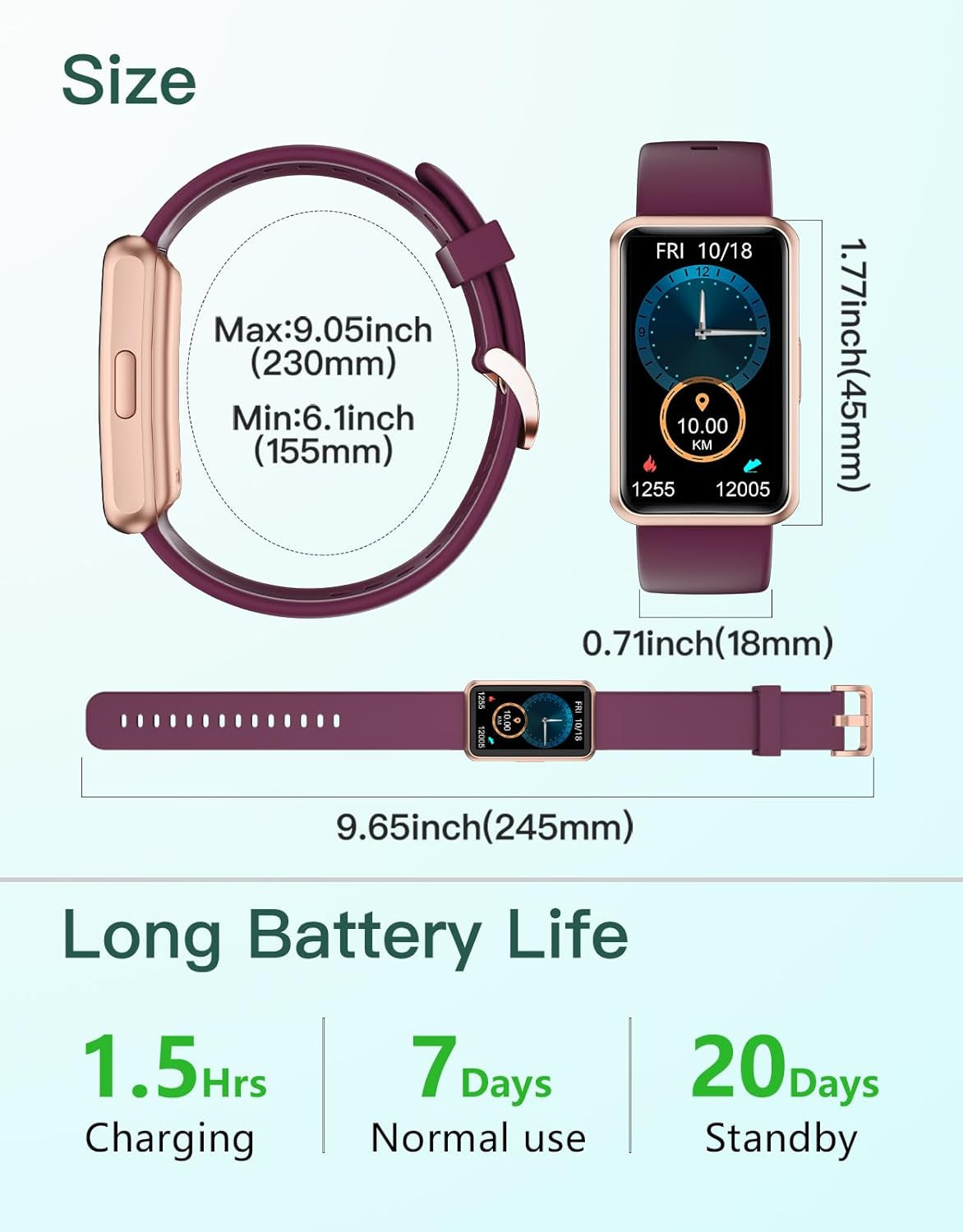 Ultimate Fitness Tracker - No Bluetooth or App Required, Waterproof Smart Watch for Men & Women with Full Touch Screen, Steps & Calories Counter, Sleep Tracker & Alarm Clock - Stylish Purple Design