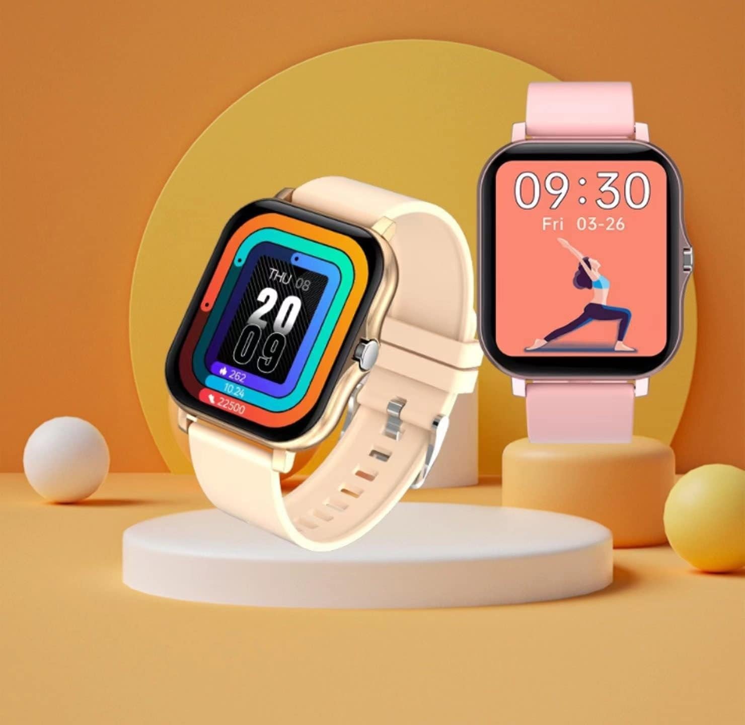 Stylish Smart Fitness Tracker Watch - IP68, Heart Rate & Sleep Monitoring, 8 Sports Modes, Breath Training, Weather Updates - 1.69" Display for Men & Women (Rose Gold)