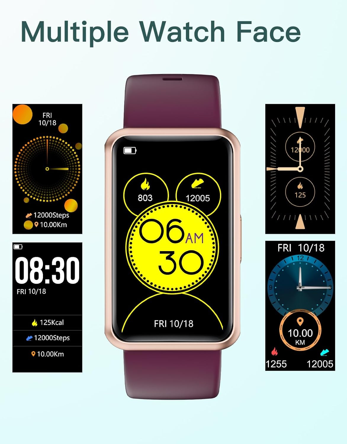 Ultimate Fitness Tracker - No Bluetooth or App Required, Waterproof Smart Watch for Men & Women with Full Touch Screen, Steps & Calories Counter, Sleep Tracker & Alarm Clock - Stylish Purple Design