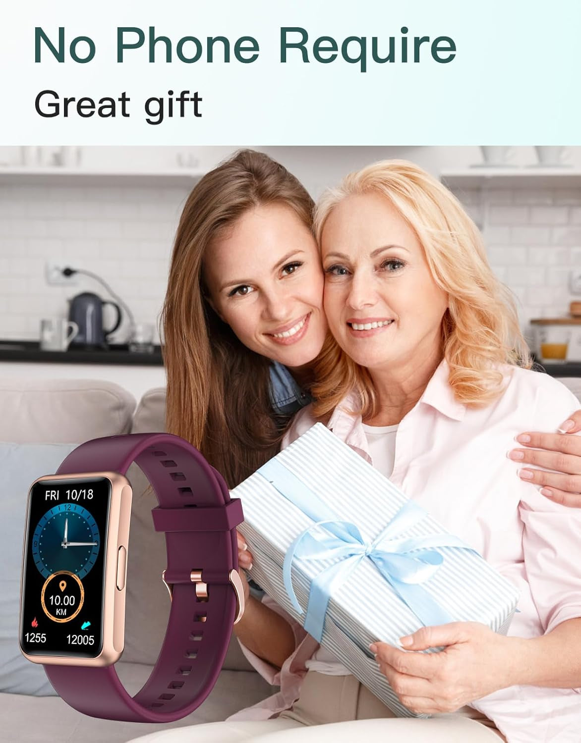 Ultimate Fitness Tracker - No Bluetooth or App Required, Waterproof Smart Watch for Men & Women with Full Touch Screen, Steps & Calories Counter, Sleep Tracker & Alarm Clock - Stylish Purple Design